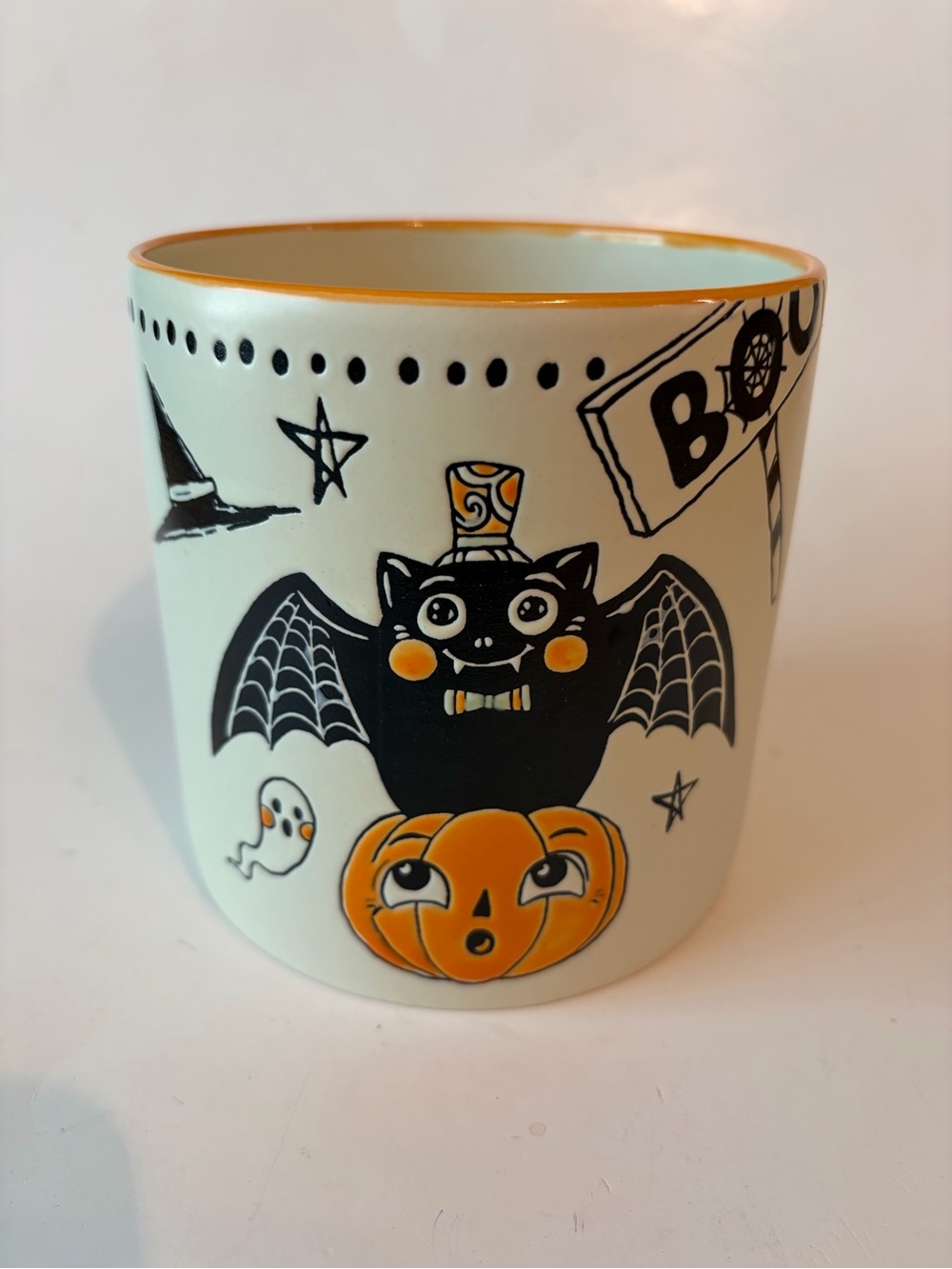 Eli And Ana Halloween Pumpkin Bat 5” Canister Utensil Holder No Lid NWT